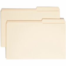Smead 2/5 Tab Cut Legal Recycled File Folders - Manilla - Top Tab - Reinforced Right Tabs - Case of 