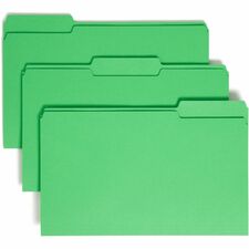 Smead 1/3 Tab Cut Legal Recycled File Folders - Green - Top Tab - Assorted Tabs - Case of 100