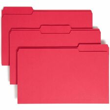 Smead 1/3 Tab Cut Legal Recycled File Folders - Red - Top Tab - Assorted Tabs - Case of 100