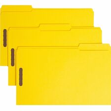 Smead Yellow Legal File Folders w/ Fasteners - Case of 50 Folders