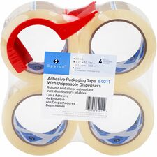 Sparco Heavy-duty Packaging Tape with Dispenser - 55 yd Length x 2 Width -  3 Core - 3 mil - Acrylic Backing - Dispenser Included - Tear Resistant, S  - Packing Tape & Dispensers, Sparco Products