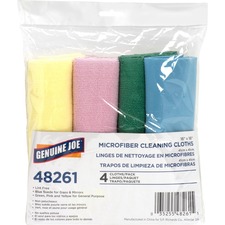 Genuine Joe Color-Coded Microfiber Cleaning Cloths - Case of 4 Cloths