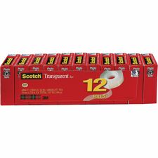 Scotch 3/4" Transparent Tape - 27 Yards - 1" Core - Case of 12 Rolls