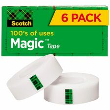 Scotch 3/4"W Magic Tape - 36 Yards - 1" Core - Case of Six Rolls