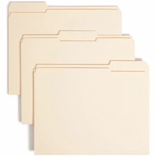 Smead 2-Ply 1/3 Tab Cut Recycled File Folders - Manilla - Top Tab - Assorted Tabs - Case of 100