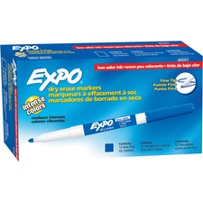 Expo Fine Point Dry Erase Markers - Blue - Case of 12 Markers