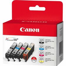 Canon CLI-221 Colored Ink Cartridges - Black, Cyan, Magenta, Yellow