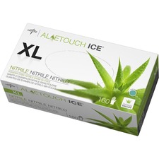 Medline Aloetouch Ice Size XL Nitrile Gloves - Case of 180 Gloves