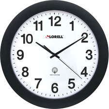 Lorell 12" Round Radio Controlled Wall Clock - Black