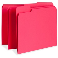 Business Source 1/3 Cut Tab Red File Folders w/ Assorted Tabs - Case of 100 Folders