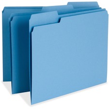 Business Source 1/3 Cut Tab Blue File Folders w/ Assorted Tabs - Case of 100 Folders