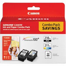 Canon PG210/CL211 Multicolor Ink Cartridge & Photo Paper Combo Pack