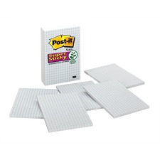 Post-it Grid-Lined Notes - White w/ Blue Grid - 4" x 6" - Case of 12 Notepads