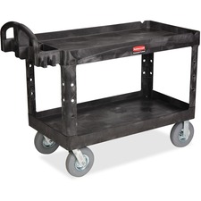 Rubbermaid Commercial Large Ergo Handle Cart w/ Rimmed Shelves - Black