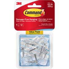 Command Small Wire Hooks - Nine Clear Hooks