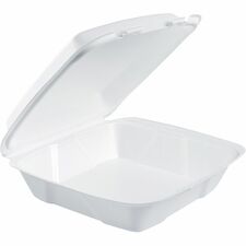 Dart Large 1-Comprtmnt Carryout Foam Food Trays, White, 9 x 9