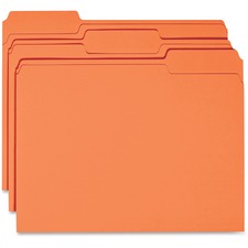 Business Source 1/3 Cut Tab Orange File Folders w/ Assorted Tabs - Case of 100 Folders