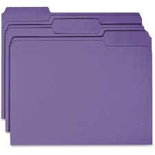 Business Source 1/3 Cut Tab Purple File Folders w/ Assorted Tabs - Case of 100 Folders