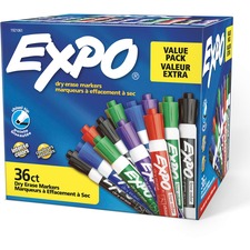 Expo Chisel Point Dry Erase Markers - 5 Colors - Case of 36 Markers