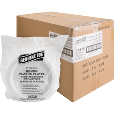 Genuine Joe 9" Reusable Plastic Plates - Case of 500 Plates