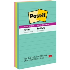 Post-it Super Sticky Notes - Miami Color Collection - 4" x 6" - Case of 3 Notepads