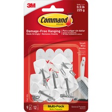 Command Small Wire Hooks - Nine White Hooks
