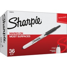Sharpie Retractable Fine Point Markers - Black - Case of 36 Markers