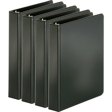 Business Source Basic Round Ring Binders - 1" - Black - Case of 4 Binders