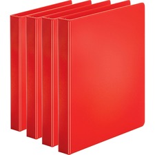 Business Source Basic Round Ring Binders - 1" - Red - Case of 4 Binders