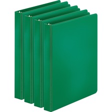 Business Source Basic Round Ring Binders - 1" - Green - Case of 4 Binders