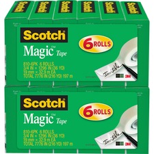 Scotch 3/4"W Magic Tape - 36 Yards - 1" Core Case of 12 Rolls