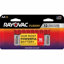Rayovac Fusion Advanced Alkaline AA Batteries - Case of 16 Batteries