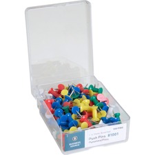 Business Source Assorted Color Push Pins - Pack of 100