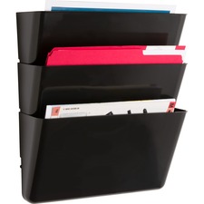 Lorell Wall File Pockets - Black - Case of 3 Pockets