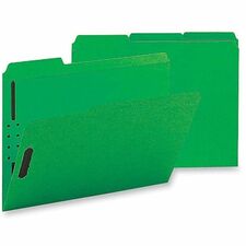 Business Source Green Fastener Folders - Case of 50 Folders