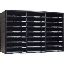 Storex Stackable 24-Compartment Literature Sorter - Black