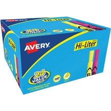 Avery Desk-Style Chisel Point Highlighters - Assorted Colors - Case of 24 Markers
