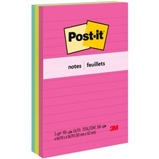 Post-it Notes Original Ruled Notepads - Cape Town Color Collection - 4" x 6" - Case of 3 Notepads