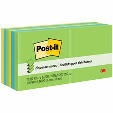 Post-it Pop-up Notes - Jaipur Color Collection - 3" x 3" - Case of 12 Notepads