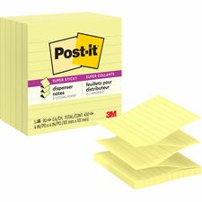 Post-it Super Sticky Ruled Pop-up Notes - Yellow - 4" x 4" - Case of 5 Notepads