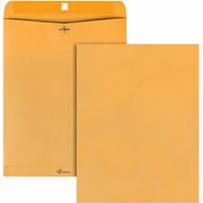 Quality Park Gummed Kraft Clasp Envelopes - 12"W x 15 1/2"L - Case of 100 Envelopes