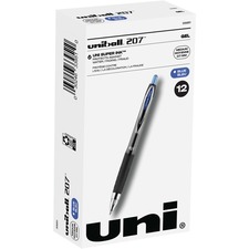 uni-ball 207 Retractable Blue Gel Pens - Case of 12 Pens