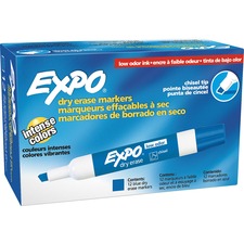 Expo Chisel Point Dry Erase Markers - Blue - Case of 12 Markers