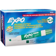 Expo Chisel Point Dry Erase Markers - Green - Case of 12 Markers