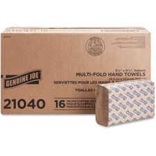 Genuine Joe Multifold Natural Paper Towels - Case of 4000