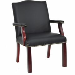 Lorell Bonded Leather Guest Chair - Bonded Leather Black Seat - Bonded Leather Black Back - Frame -