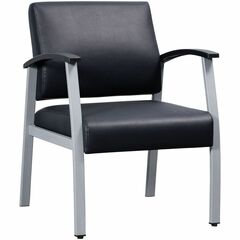 Lorell Mid-Back Healthcare Guest Chair - Vinyl Seat - Vinyl Back - Powder Coated Silver Steel Frame