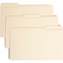 Smead 1/3 Tab Cut Legal Recycled Fastener Folder - 8 1/2" x 14" - 1 1/2" Expansion - 2 x 2B Fastener(s) - 1 1/2" for Folder - Top Tab Location - Assorted Tab Position - 14 pt. - 2 Plys - Manila - Reinforced Tab - 10% Recycled - 50 / Box SMD19595