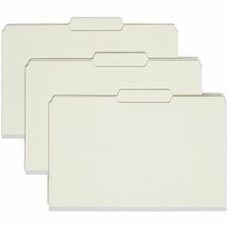 Smead 2/5 Tab Cut Legal Recycled Fastener Folder - 8 1/2" x 14" - 2" Expansion - 2 x 2S Fastener(s) - 2" for Folder - Top Tab Location - Right of Center Tab Position - 25 pt. - Pressboard - Gray, Green - 100% Recycled - 25 / Box SMD19982