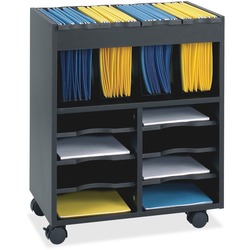 Safco Go Cart Mobile Cart - 4 Casters - Wood, Plastic - 14.50" Width x 21.50" Depth x 26.25" Height - Black - 1 Each SAF5390BL